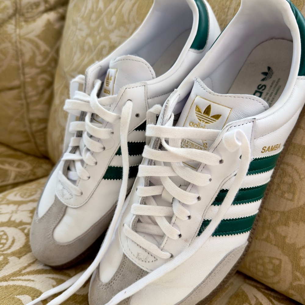 Adidas Samba White and Green Sneakers